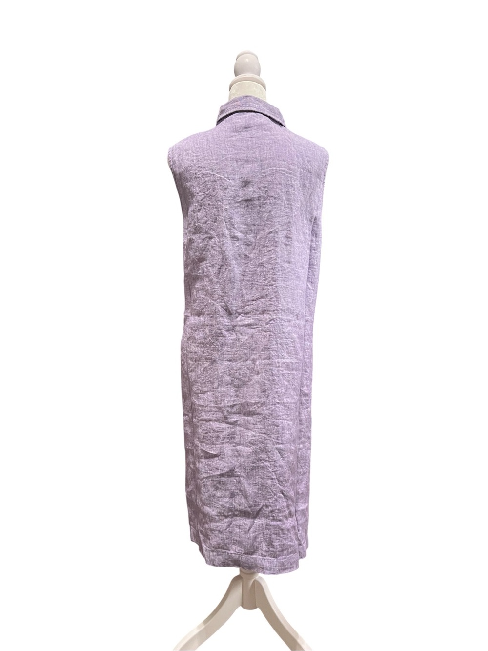 Garnet Hill Sleeveless Lavender Linen Shirt Dress - Picture 3 of 16